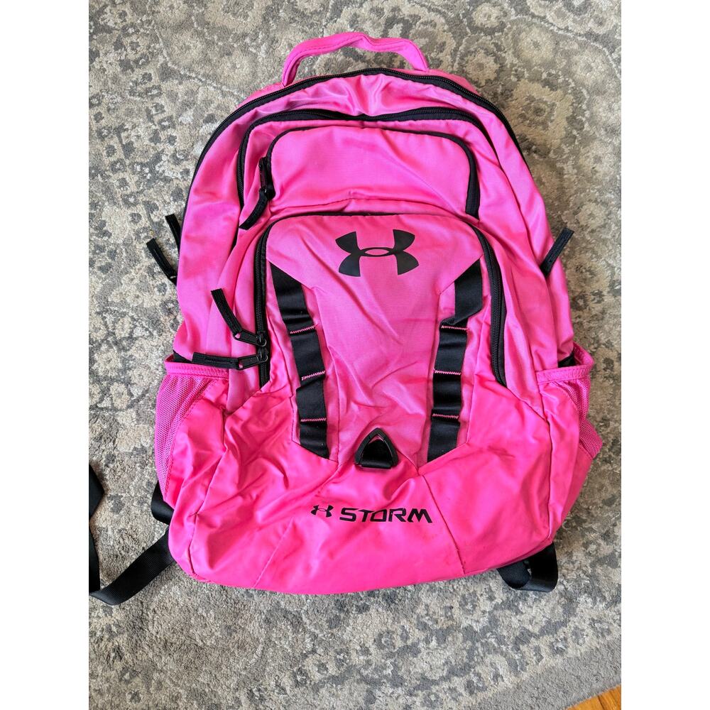 Under Armour Storm Backpack Pink Black Laptop School UA Athletic Bag